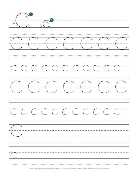 Letter C tracing worksheet preview