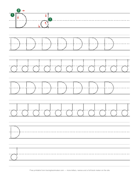 Letter D tracing worksheet preview