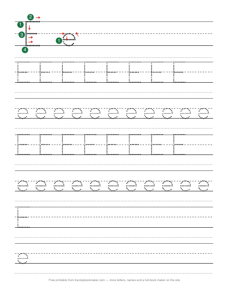 Letter E tracing worksheet preview