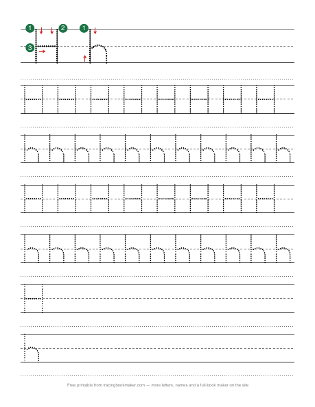 Letter H tracing worksheet preview