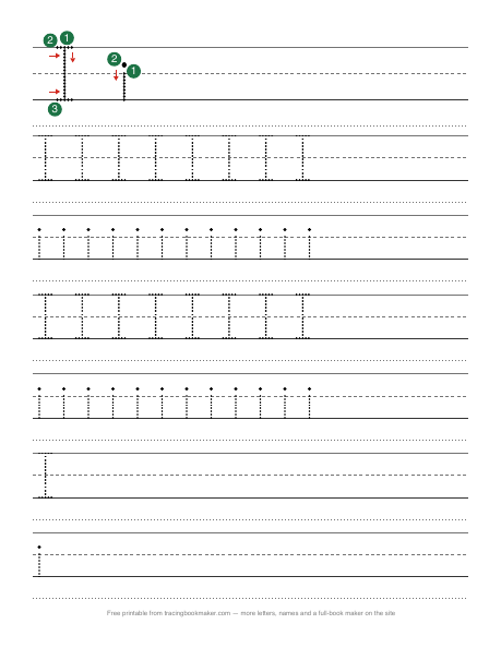 Letter I tracing worksheet preview
