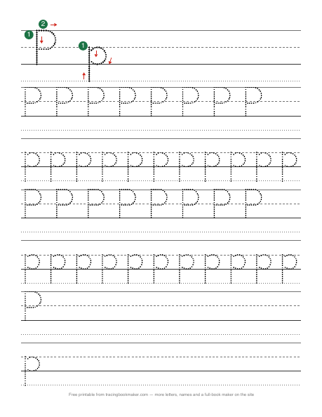 Letter P tracing worksheet preview