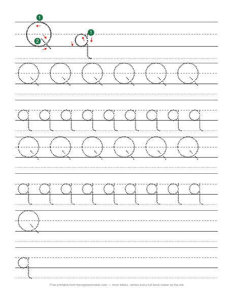 Letter Q tracing worksheet preview