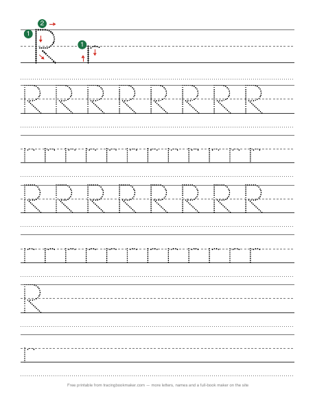 Letter R tracing worksheet preview