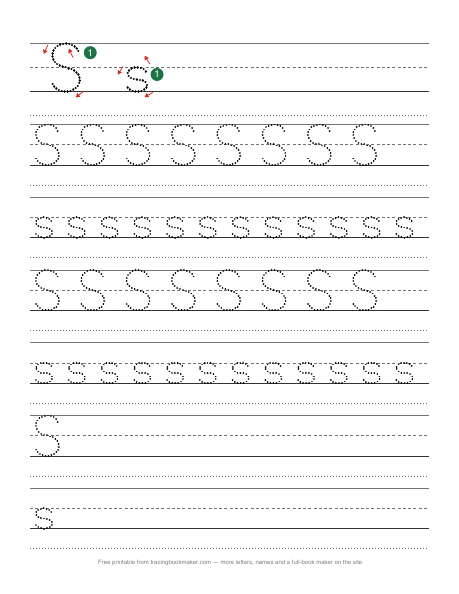 Letter S tracing worksheet preview