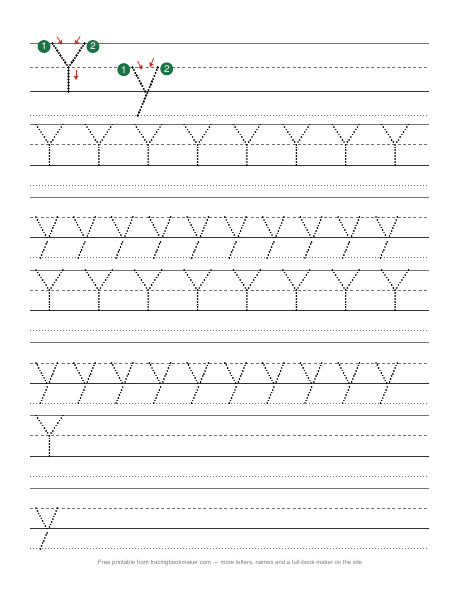 Letter Y tracing worksheet preview