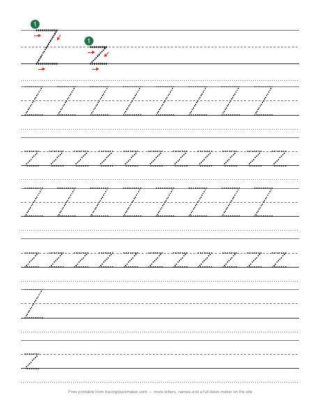 Letter Z tracing worksheet preview