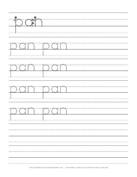 Hoja de trazos de la palabra pan