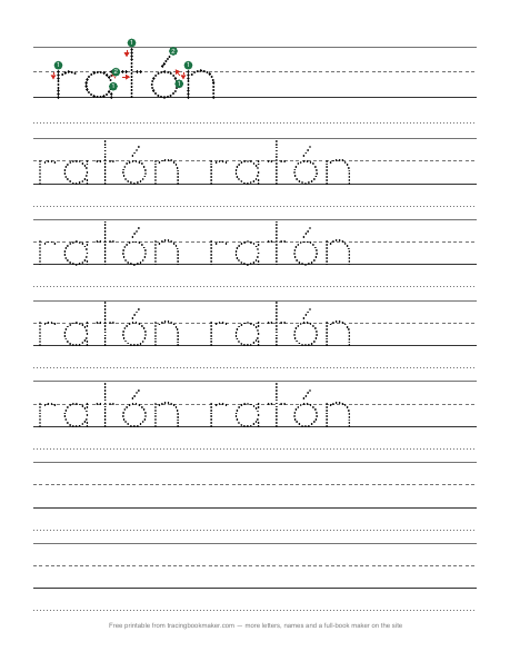 Hoja de trazos de la palabra ratón