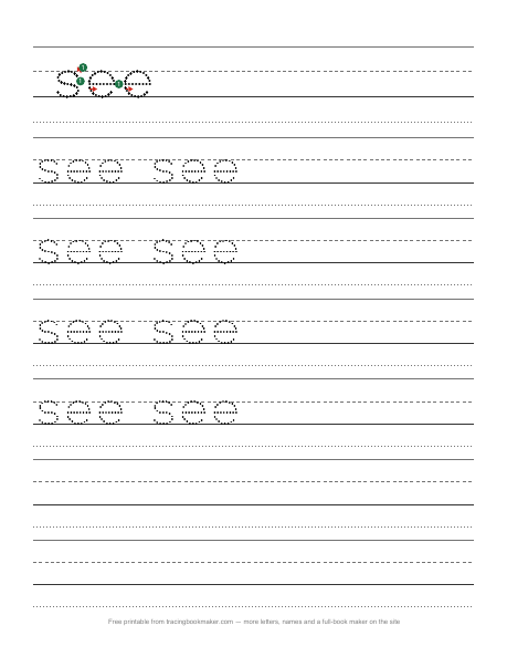 Sight word see tracing worksheet